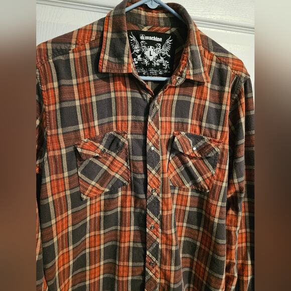 Men's Long sleeved plaid shirt Snap front size L - Picture 2 of 9